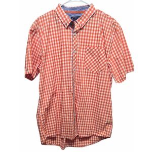 UG Purple‎ Label XXL Orange Gingham Check Short Sleeve Button Down Shirt